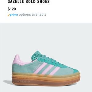 Adidas Gazelle Bold Sneakers - Teal and Pink yellow
